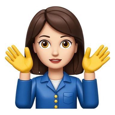 Brunette female with Lego hands facing upwards sticker