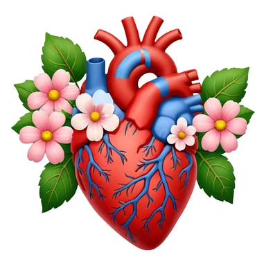 Anatomical hart with flowers sticker