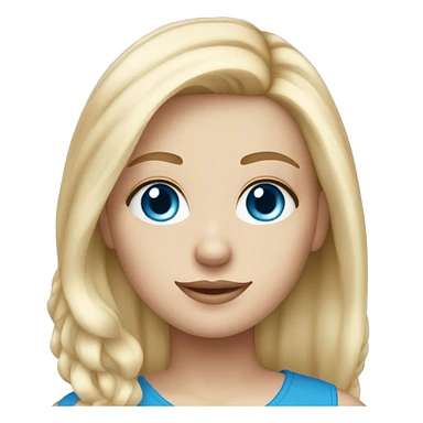 Blonde white girl with blue eyes and blue on tips of her hair sticker