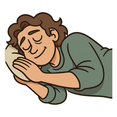 person sleeping on their side, cartoon style, relaxed expression sticker
