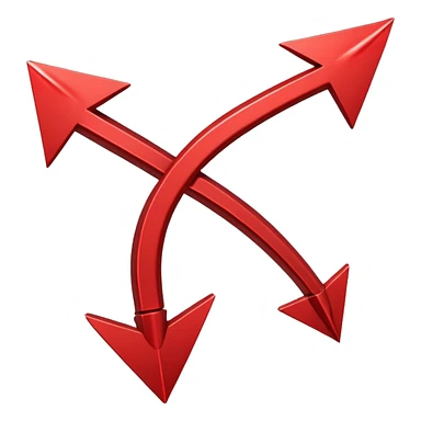 red arrow pointing down against a molecule background sticker