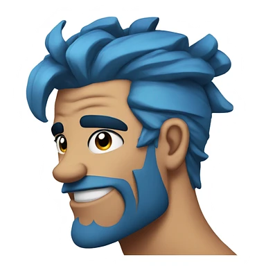 Scar on face blue hair updo muscle man smiling sticker