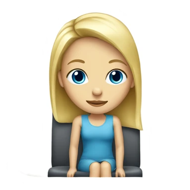 Blonde girl (blue eyes) sitting on a chair sticker