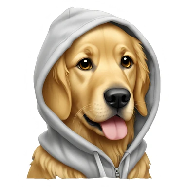 Golden retriever wearing a hoodie sticker