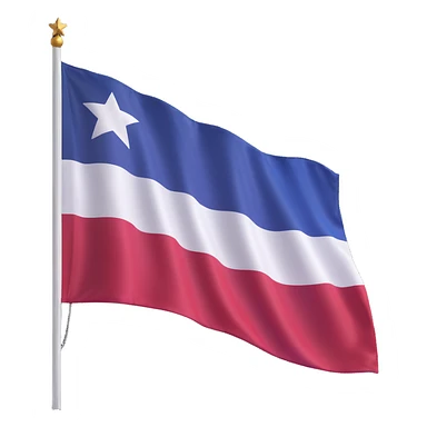 a waving Texas flag in 3D rendered style, shiny fabric, single white star, no text, transparent background sticker