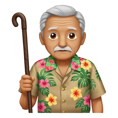 old man with cane and Hawaiian shirt sticker