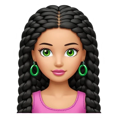 Barbie with olive skin, long black braided hair and green eyes sticker