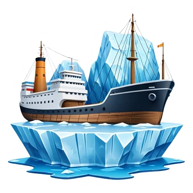 A ship moving past an iceberg sticker