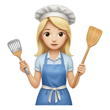 Blonde girl with long hair, cooking , cleaning  sticker