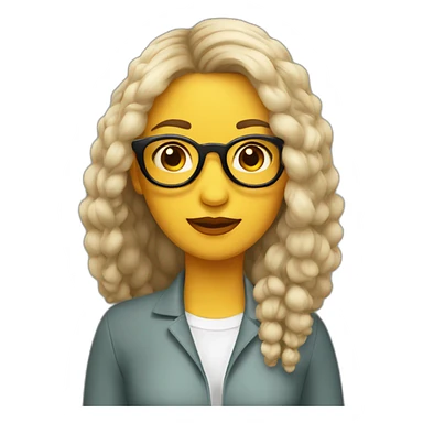 mujer pelo largo color café con lentes sticker