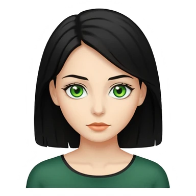 Yeşil gözlü siyah  omuz hizasında saçlı kadın sticker