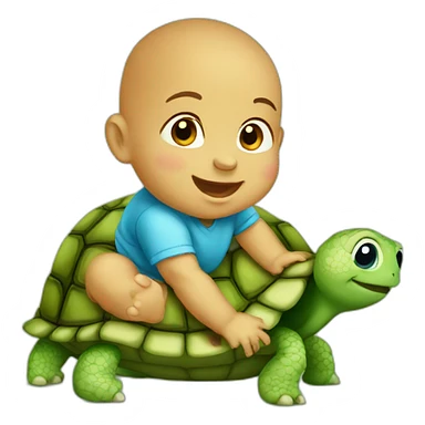 Baby on turtle sticker