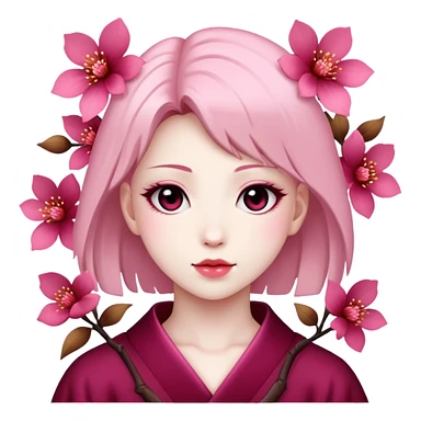 Sakura with velvet flowers sticker