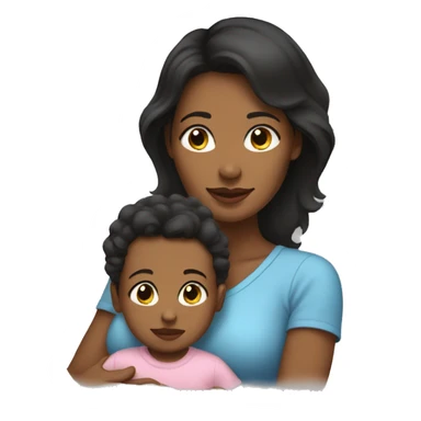 Mom and baby  dark hair sticker