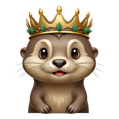 very anthropomorphic cartoon otter with highly expressive face in three-quarter profile view, exaggerated facial features, big expressive eyes, cartoony style, simple thorny stem wrapped horizontally around its forehead like Jesus Crown of thorns, very animated and emotive sticker