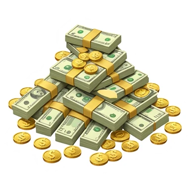 It's an image of money such as coins and bills, but there's only one or two neatly sticker