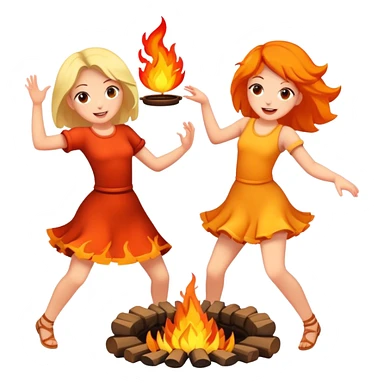 Two Cult girls dansing around fire sticker