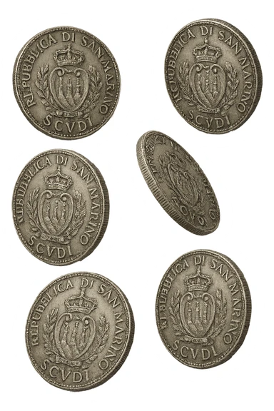 6 scudi realistici in 3d fluttuano in aria, iperrealistico 4k sticker