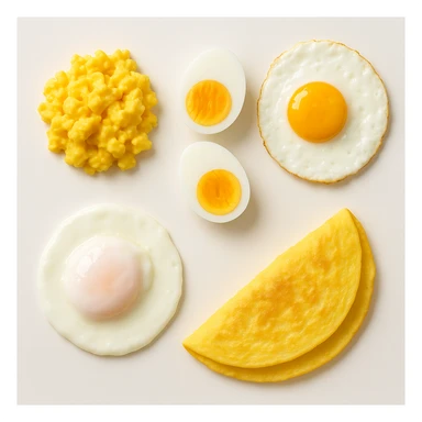 uova cotte in modo diverso in un clima pulito, viste dall'alto sticker