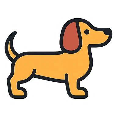 teckel dog, minimal and modern, color icon style sticker