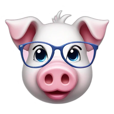 Pink piggy with glasses and blue eyes sticker