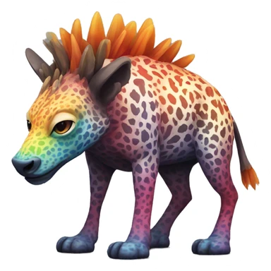 a colorful edgy vernid-fionbri-animal-creature with splash patterns full body sticker