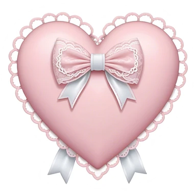 rococo Pastel pink heart with white bow with lace and frills  sticker