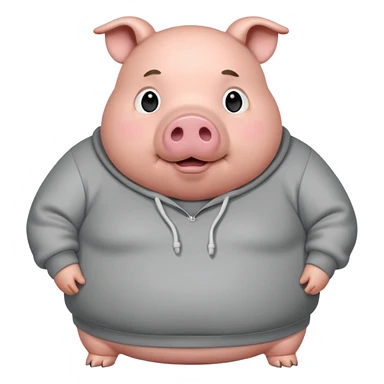 a fat pig with grey sweatshirt on\ sticker