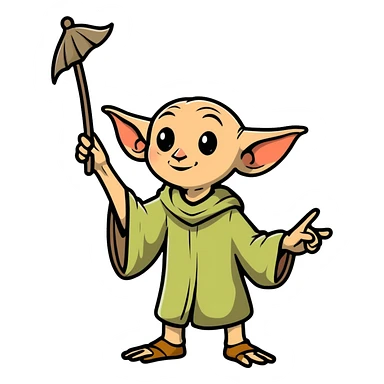 Dobby the house elf waving, cartoonish look sticker