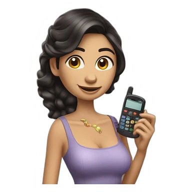 Morena con telefono motorola con numero en la mano sticker