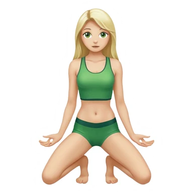 Naked woman tits out long blonde hair green eyes full body skinny legs no clothing kneeling sticker