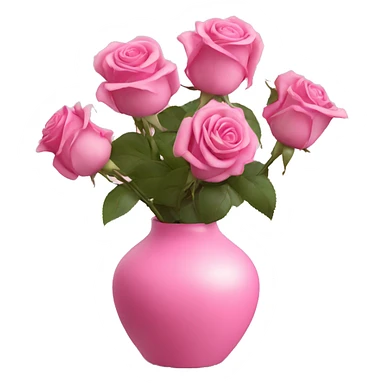 Pink roses in transprent pink vase  sticker