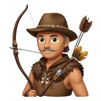 The classic middle-aged hunter with a bow and arrow on his back, dressed in brown with decorations made of feathers or bone teeth sticker