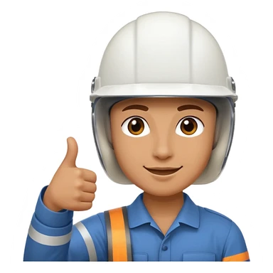 Cara de una persona con casco blanco cun pulgar arriba sticker