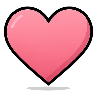 pink ombre heart icon, flat design, subtle shadow, elegant and simple sticker