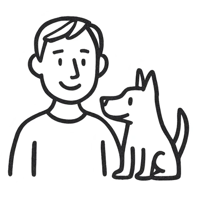 man with dog sticker