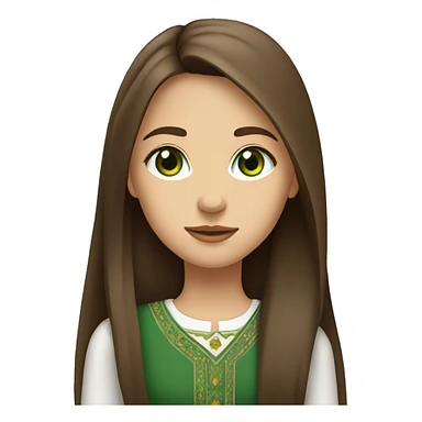 a girl with brown straight long hair,with green eyes,Moldovan,stands sticker