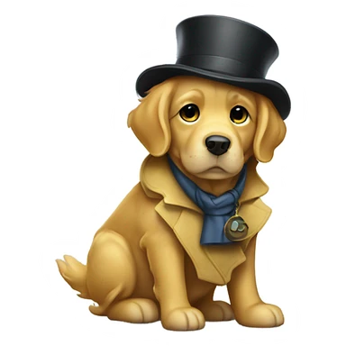 golden retriever dressed up like sherlock holmes sticker