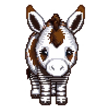 A donkey with a zebra head, donkey body with brown fur and zebra head with black and white stripes sticker