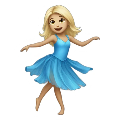 little blonde girl dancing in a blue bird costume sticker