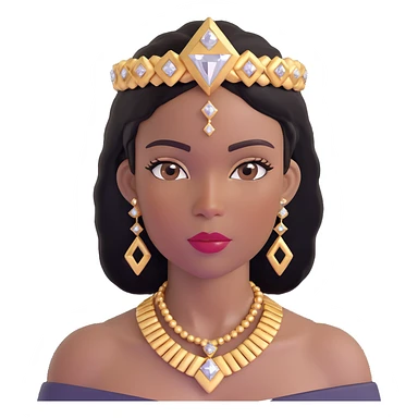 glamorous, thick African American woman with dark brown skin, straight black hair, makeup, gold jewelry, diamonds, confident and stylish sticker