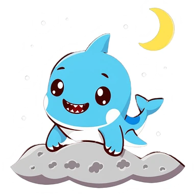 Baby shark on the moon sticker