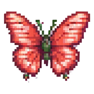 red butterfly pixel art style sticker