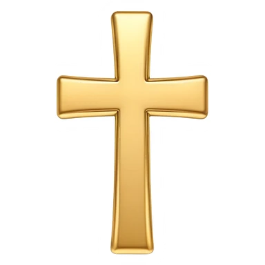 3D emoji of a simple cross, made of smooth wood or gold, with soft edges and a glossy finish in emoji style sticker