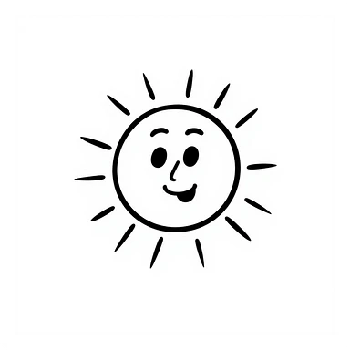 sun, black and white doodle sticker