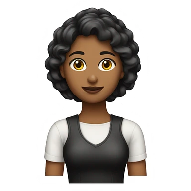 mujer joven con pelo negro lacio y piel clara sticker