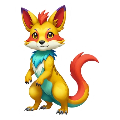 colorful anthro vernid fursona Fakemon sticker
