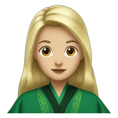 Blonde girl wearing Slytherin green robe sticker