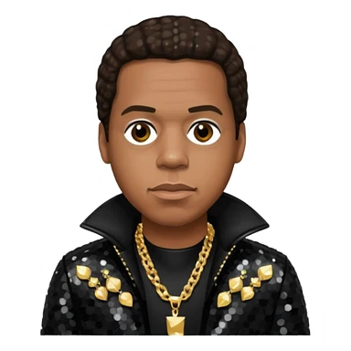 Jay-Z with dark brown hair, black sequin outfit sticker