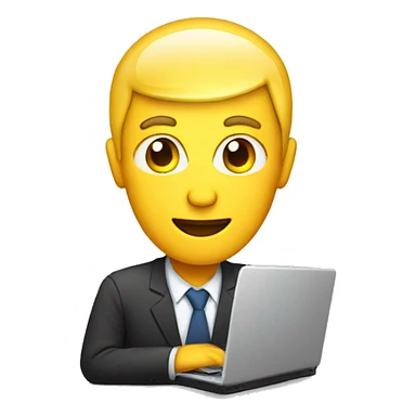 man with laptop and light bulb above head sticker